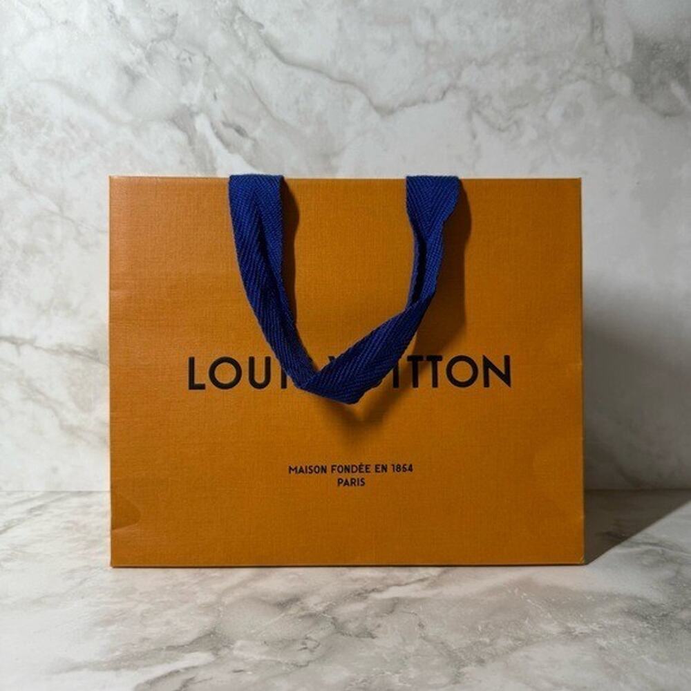 Louis Vuitton | Gift Bag | Orange w/ Blue Handles | 8.6" W x 7.1" H x 4.5" D